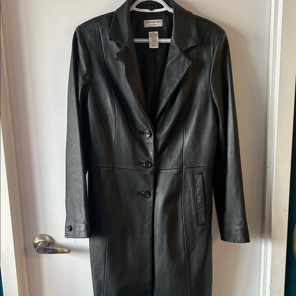 Covington Genuine Leather Black Long Blazer Coat – Size S - Picture 7 of 12